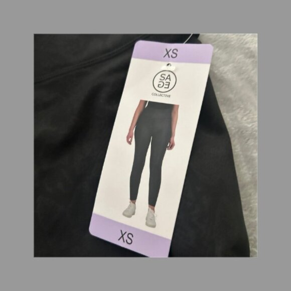 SAGE Women's Black Python Leggings Size XS X-Small Everyday Leggings Pant NWT - Picture 2 of 4